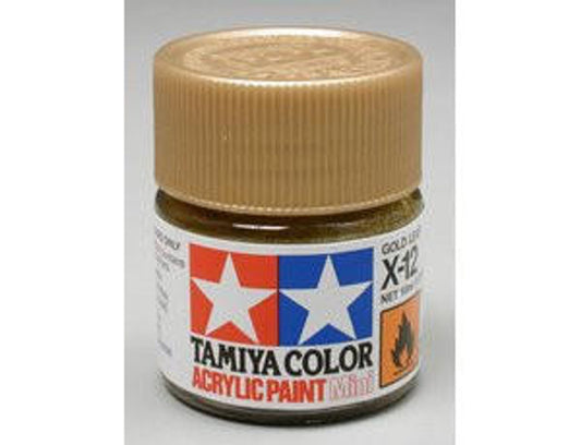 Tamiya Mini X-12 Metallic Gold Leaf 10ml Acrylic Paint 81512