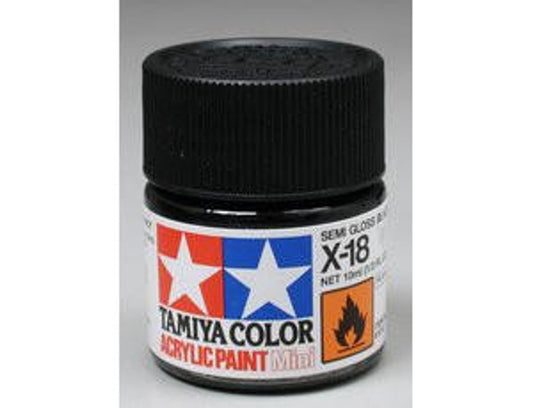Tamiya Mini X-18 Semi Gloss Black 10ml Acrylic Paint 81518