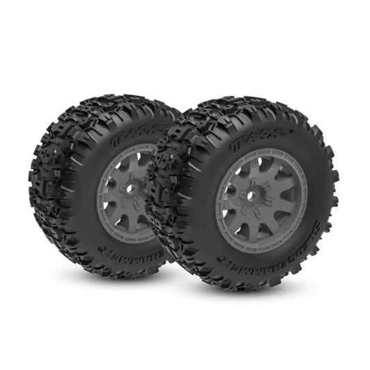 Traxxas Mini Maxx Sledgehammer FRONT Tyres on Grey Rims TRX10771-GRAY