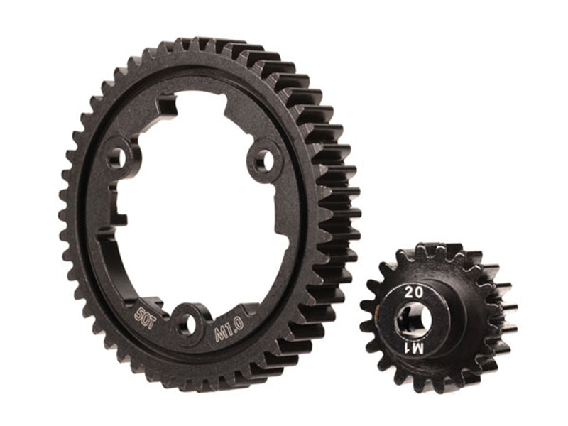 Traxxas 50-Tooth Spur Gear (Machined, Hardened Steel) (Wide-Face) with 20-T Pinion Gear (1.0 Metric Pitch) (fits 5mm Shaft) TRX6450