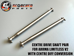 Titanium Centre Drive Shaft Pair - for Arrma Limitless V2 with centre differential conversion