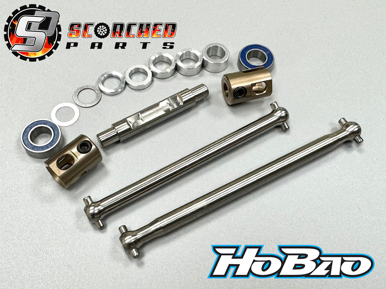 Titanium Centre Spool and Centre Drive Shaft Set - for Hobao VTE