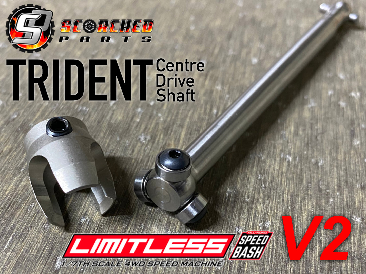 Trident Ball Bearing Titanium Front Centre Drive Shaft 114/116mm - for Arrma Limitless V2, Typhon