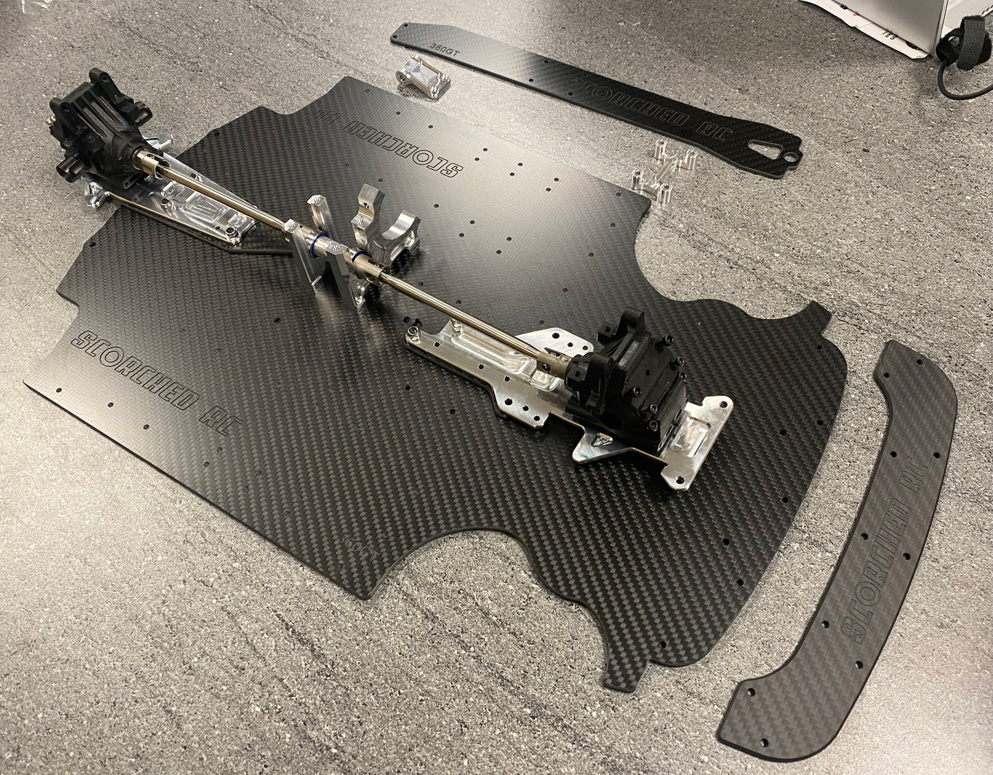 Carbon Fibre GT width Full Length 1/8 scale Chassis - 360mm Wheelbase for 1/7 Arrma