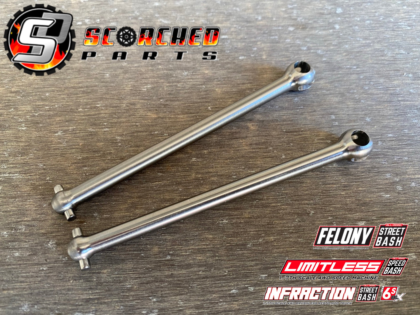 Titanium Front Axle CVD Shaft Pair - for Arrma Infraction / Limitless v1&2 / Felony / Typhon