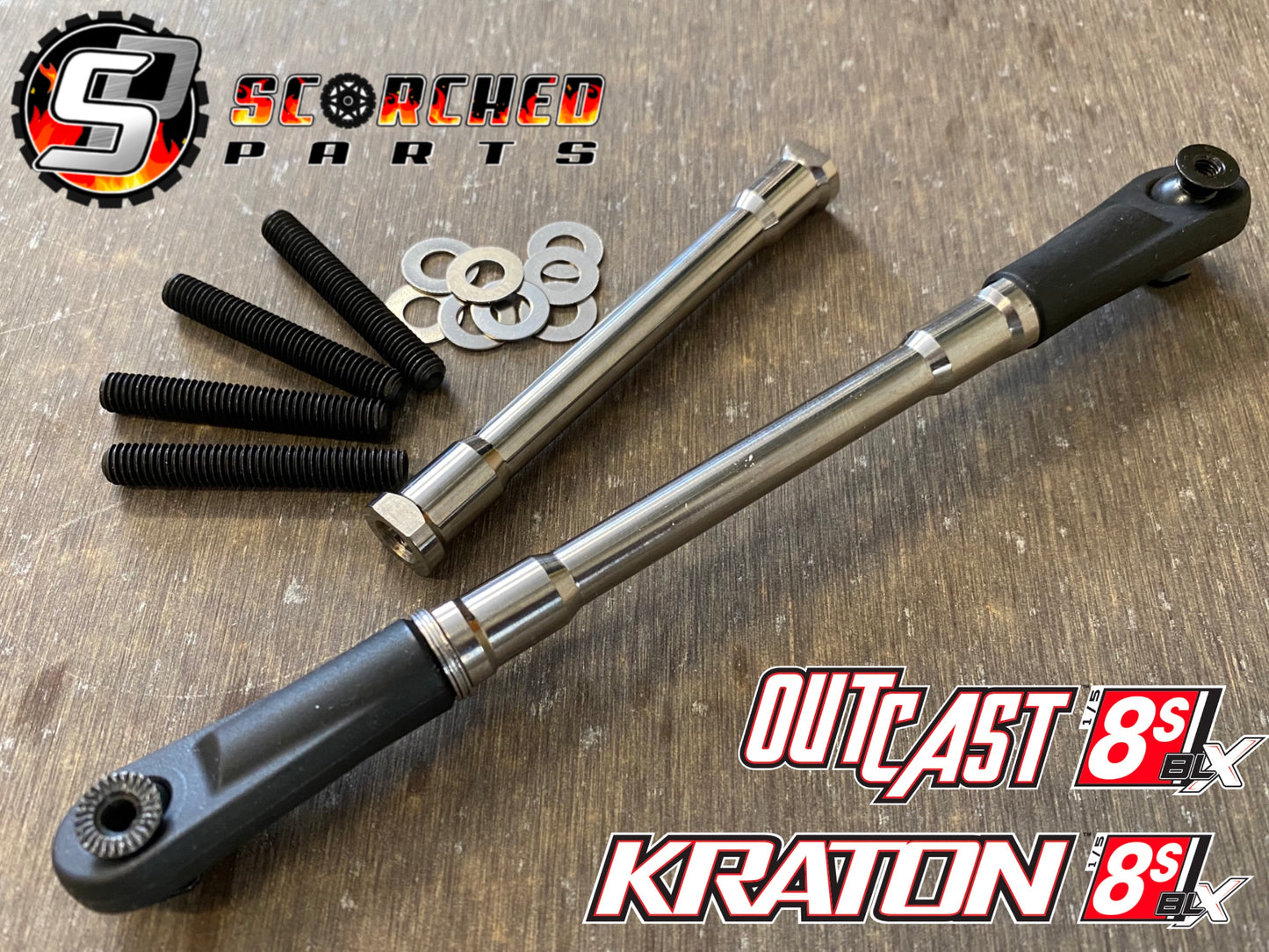 Titanium Turnbuckle Pair - for Arrma Kraton / Outcast 8s (Front or Rear fitment)