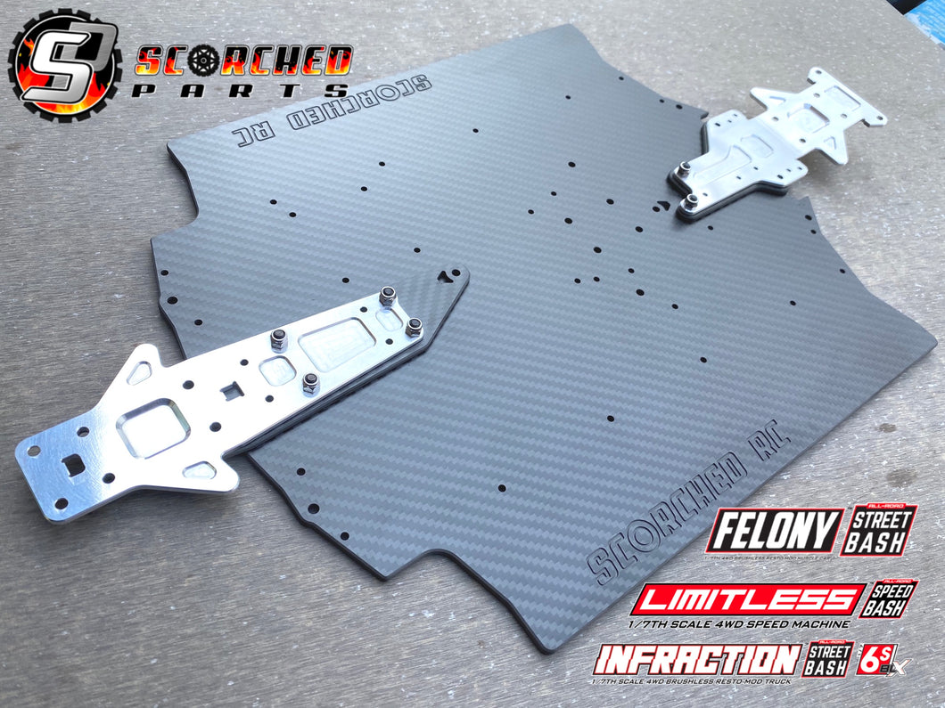 Carbon Fibre GT width Chassis - for Arrma Limitless, Infraction and Felony