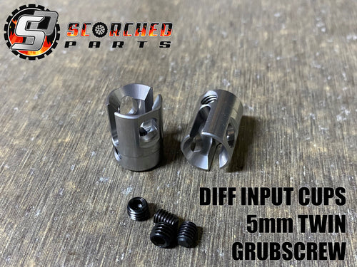 Diff Input / Diff locker Cups, Dual Grubscrew (5mm output to 8mm shaft ball end)