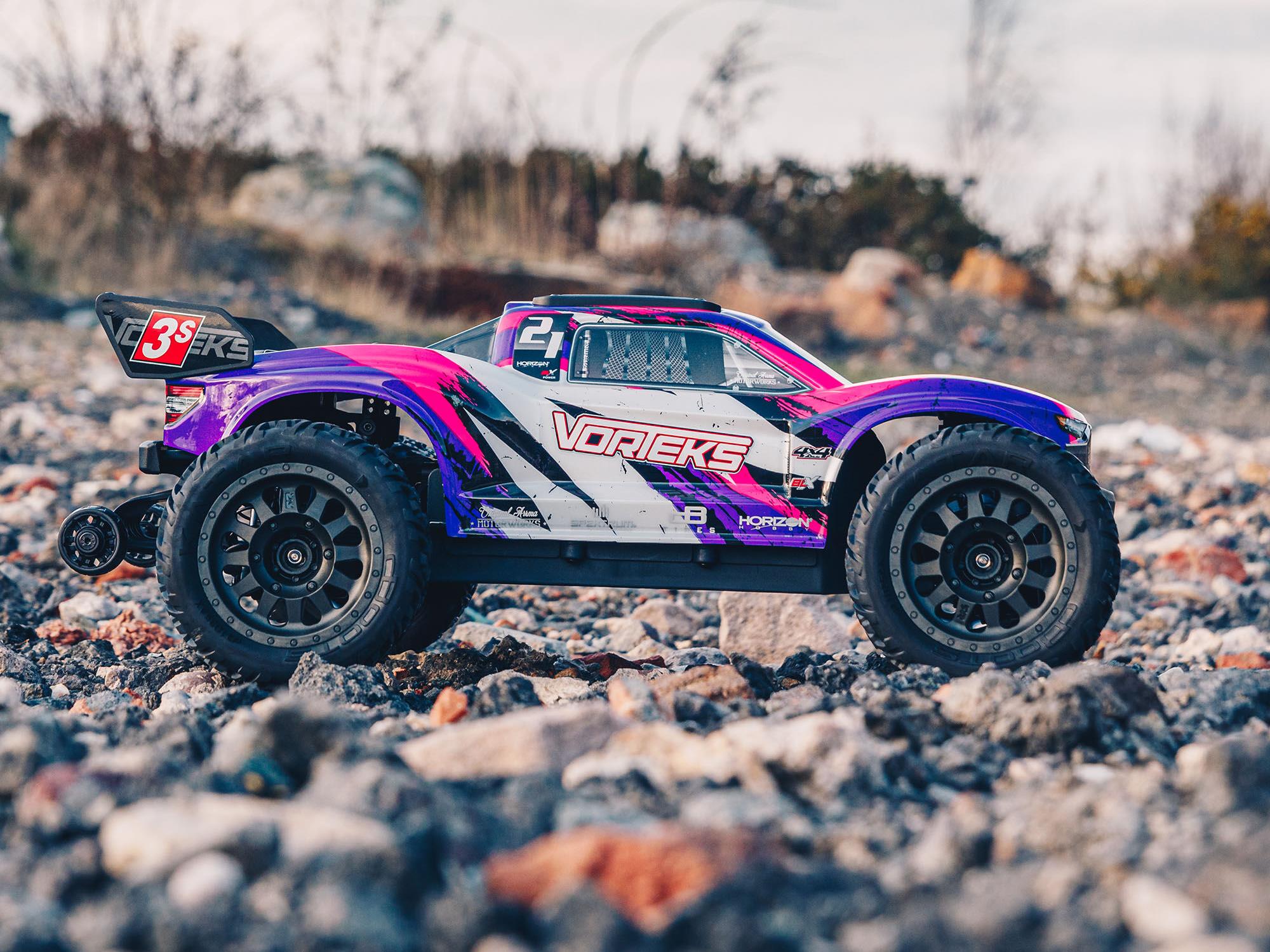 Vorteks 4X4 3S BLX 1/10 Stadium Truck RTR, Purple – Scorched Parts RC