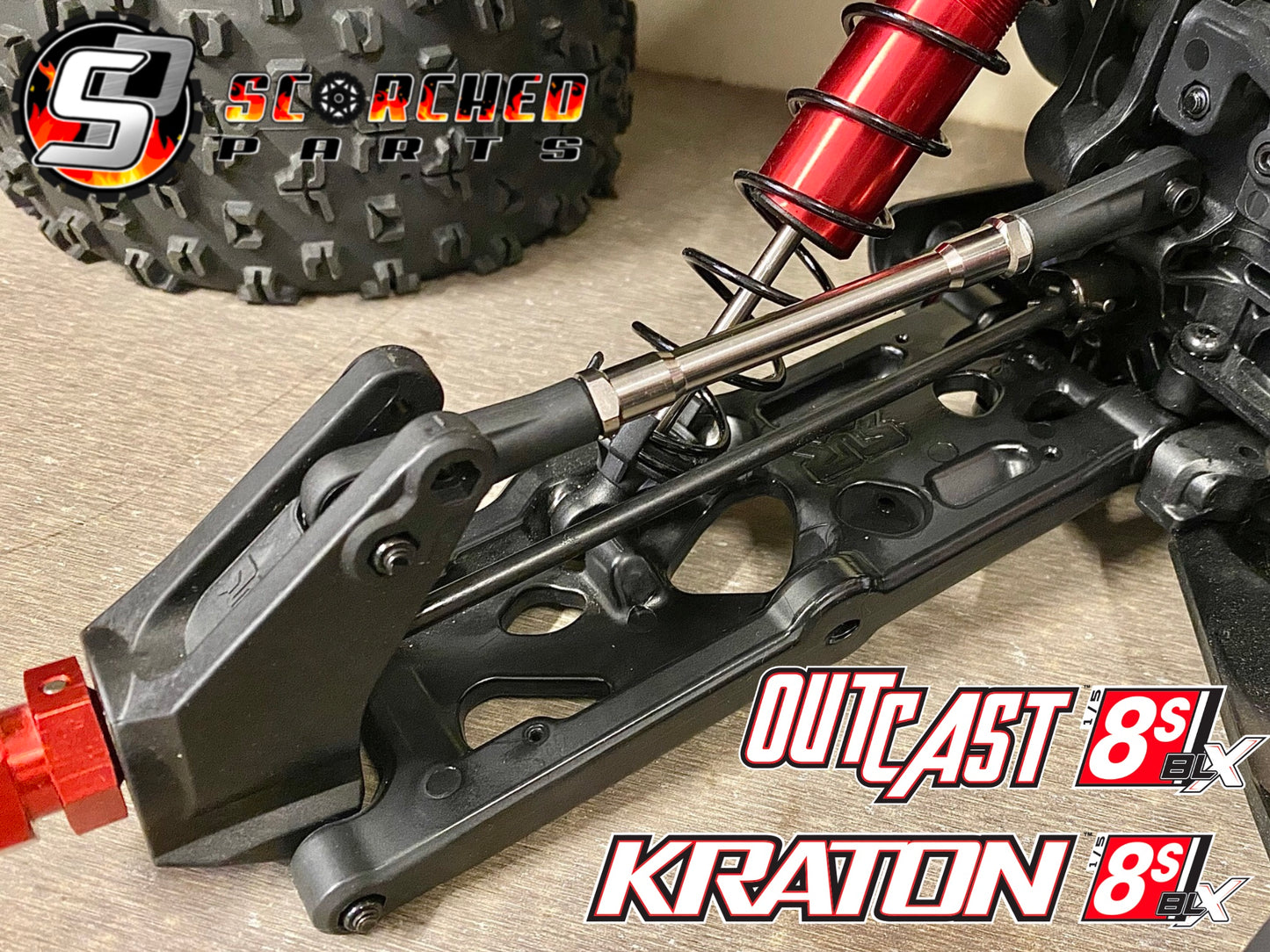 Titanium Turnbuckle Pair - for Arrma Kraton / Outcast 8s (Front or Rear fitment)