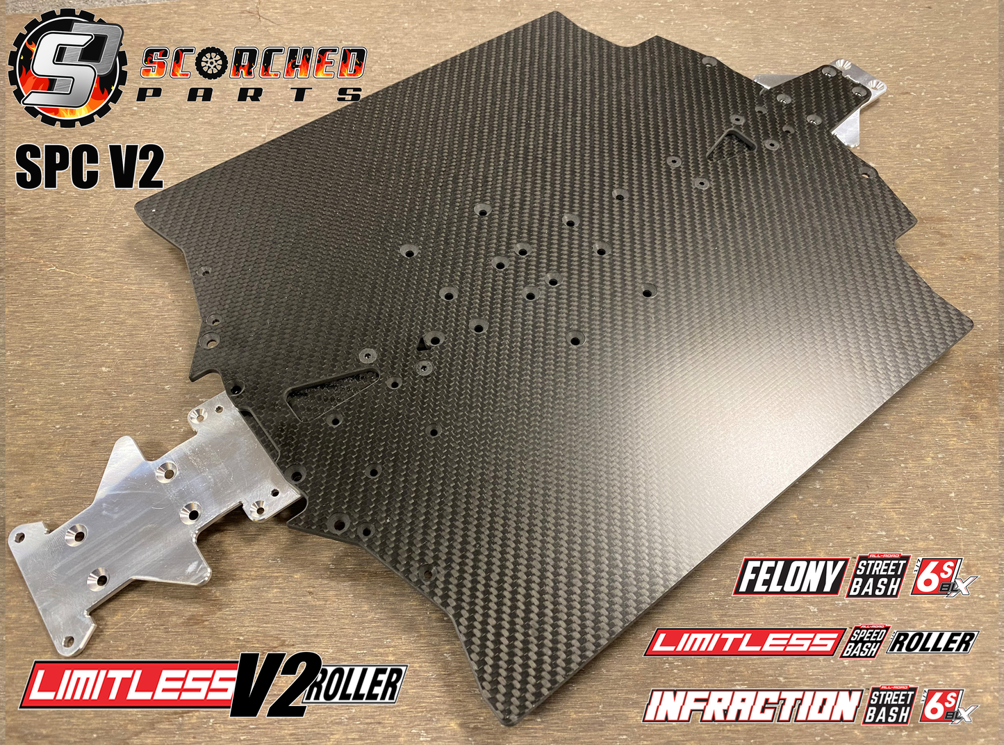 Carbon Fibre GT width Chassis - for Arrma Limitless, Infraction and Felony