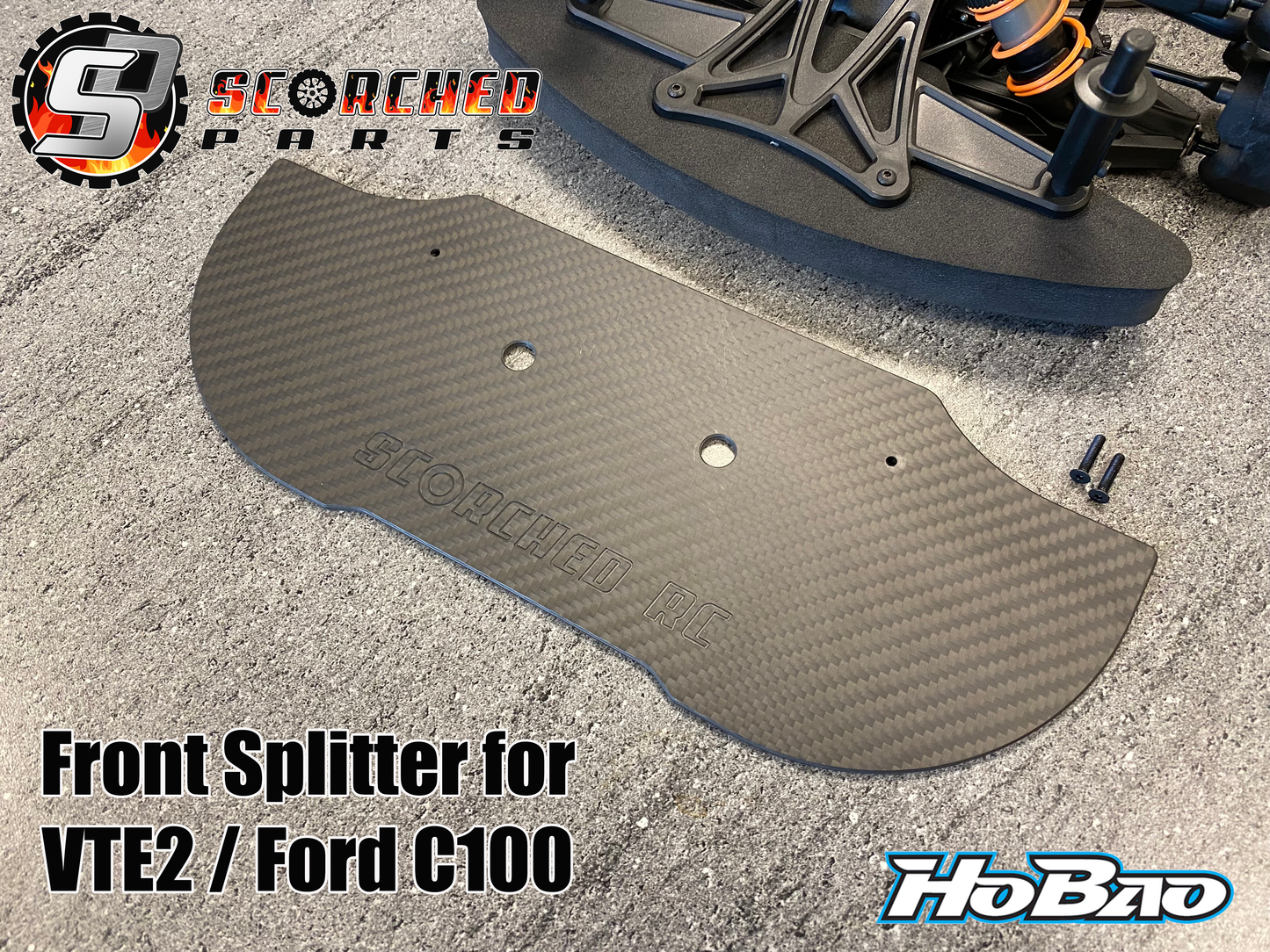 Carbon Fibre Front Splitter - for Hobao VTE2 / Delta Plastik Ford C100 body